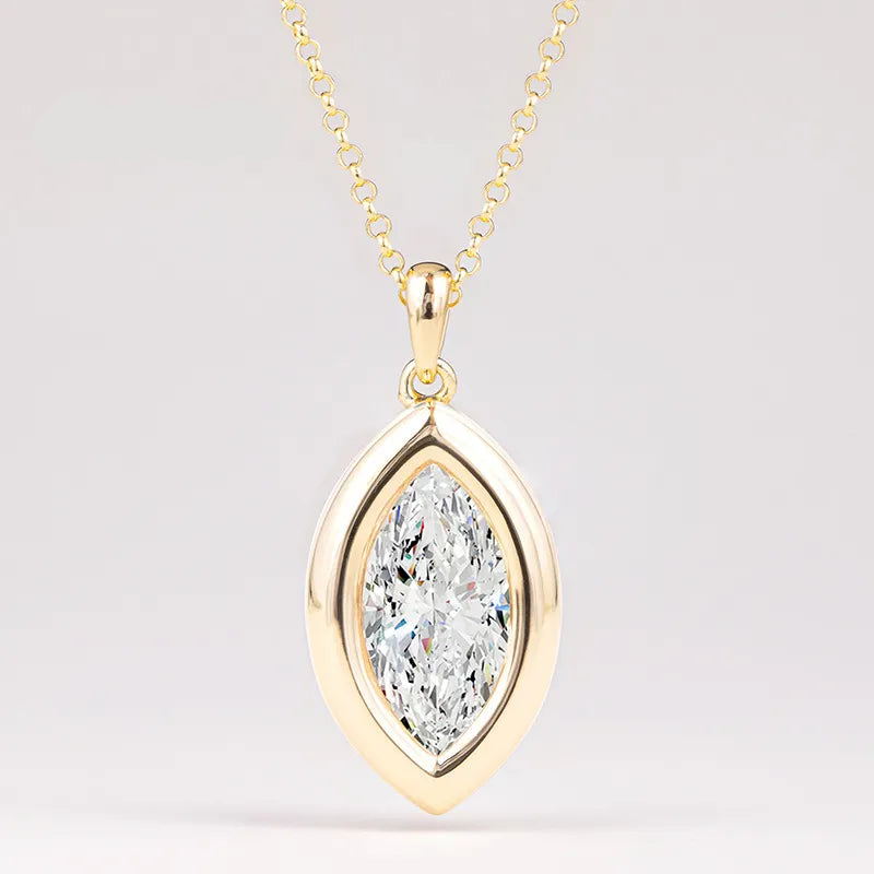 Bezel Set 4CT Moissanite Pendant Necklace S925 Silver