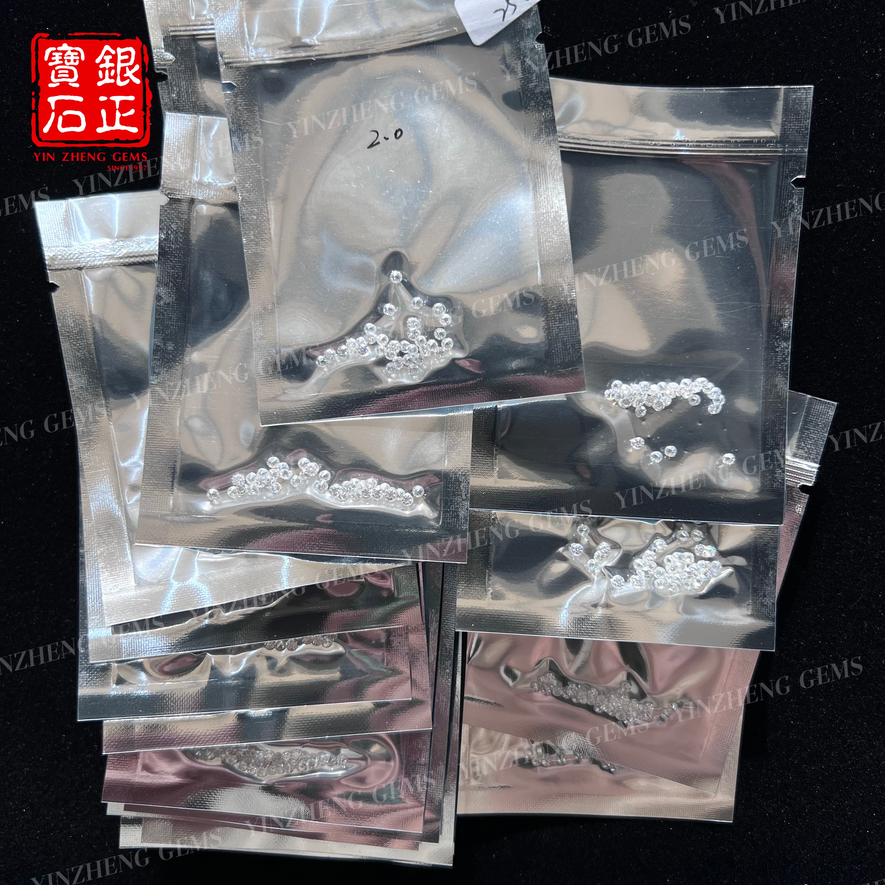 YinZheng 6A Grade Round Shape D Color Small Size Moissanite 0.8-2.9mm 1ct/Pack