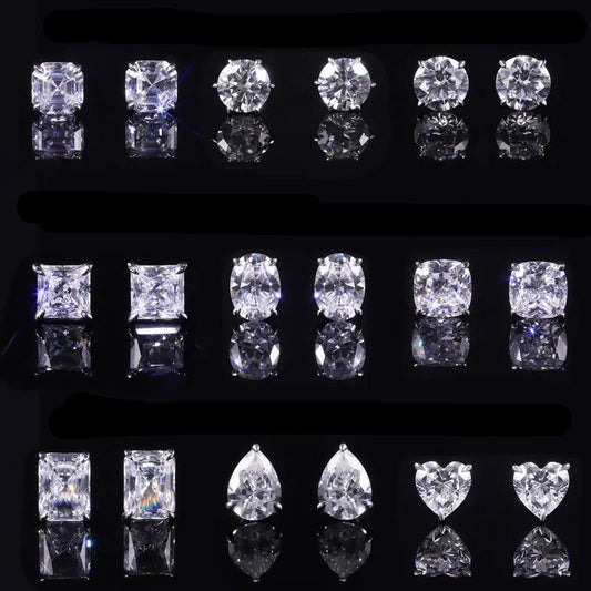 Eagle Claw Series Lab Diamond Stud Earrings, S925 Gold Plated Silver 4 Prong 0.5CT 1CT Studs
