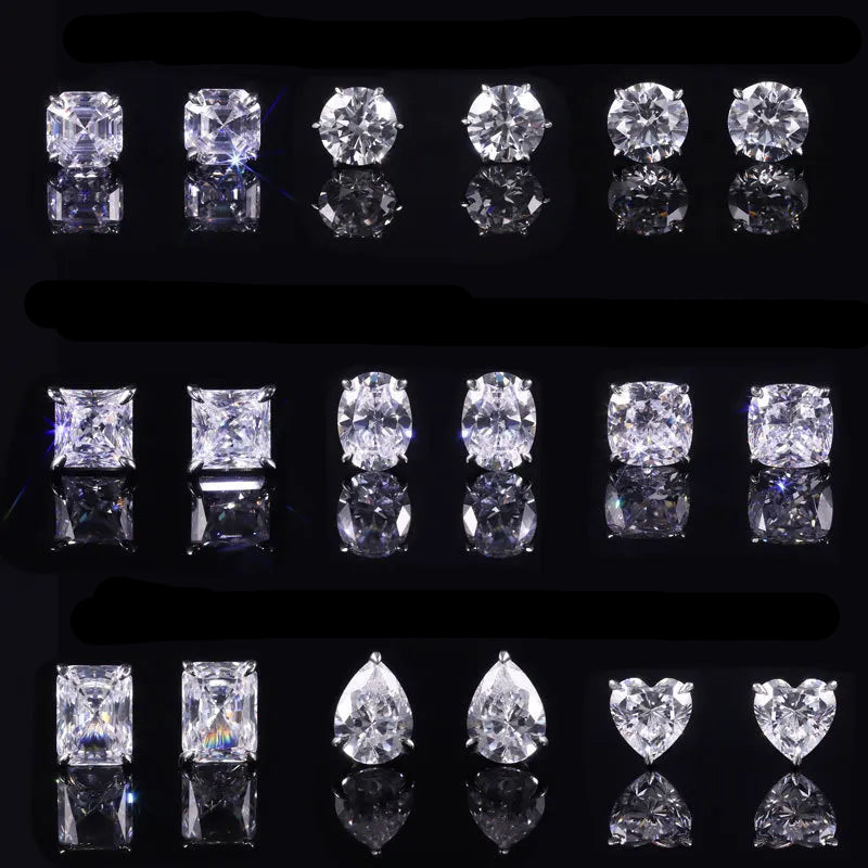 Eagle Claw Series Lab Diamond Stud Earrings, S925 Gold Plated Silver 4 Prong 0.5CT 1CT Studs