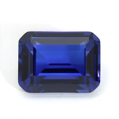 Flame Melted Royal Blue Sapphire Emerald Cut