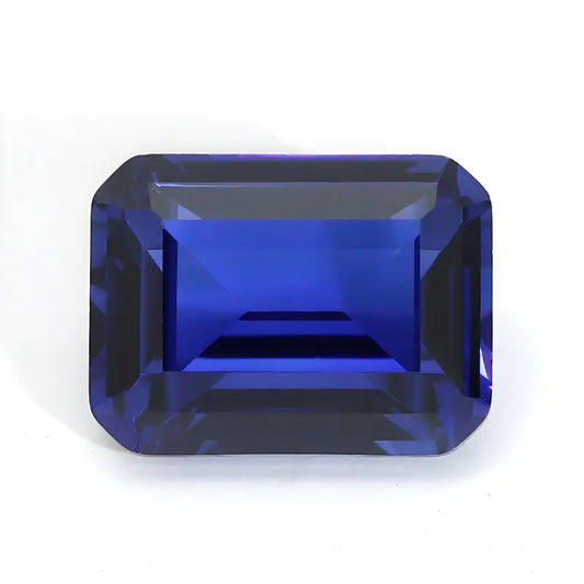 Flame Melted Royal Blue Sapphire Emerald Cut