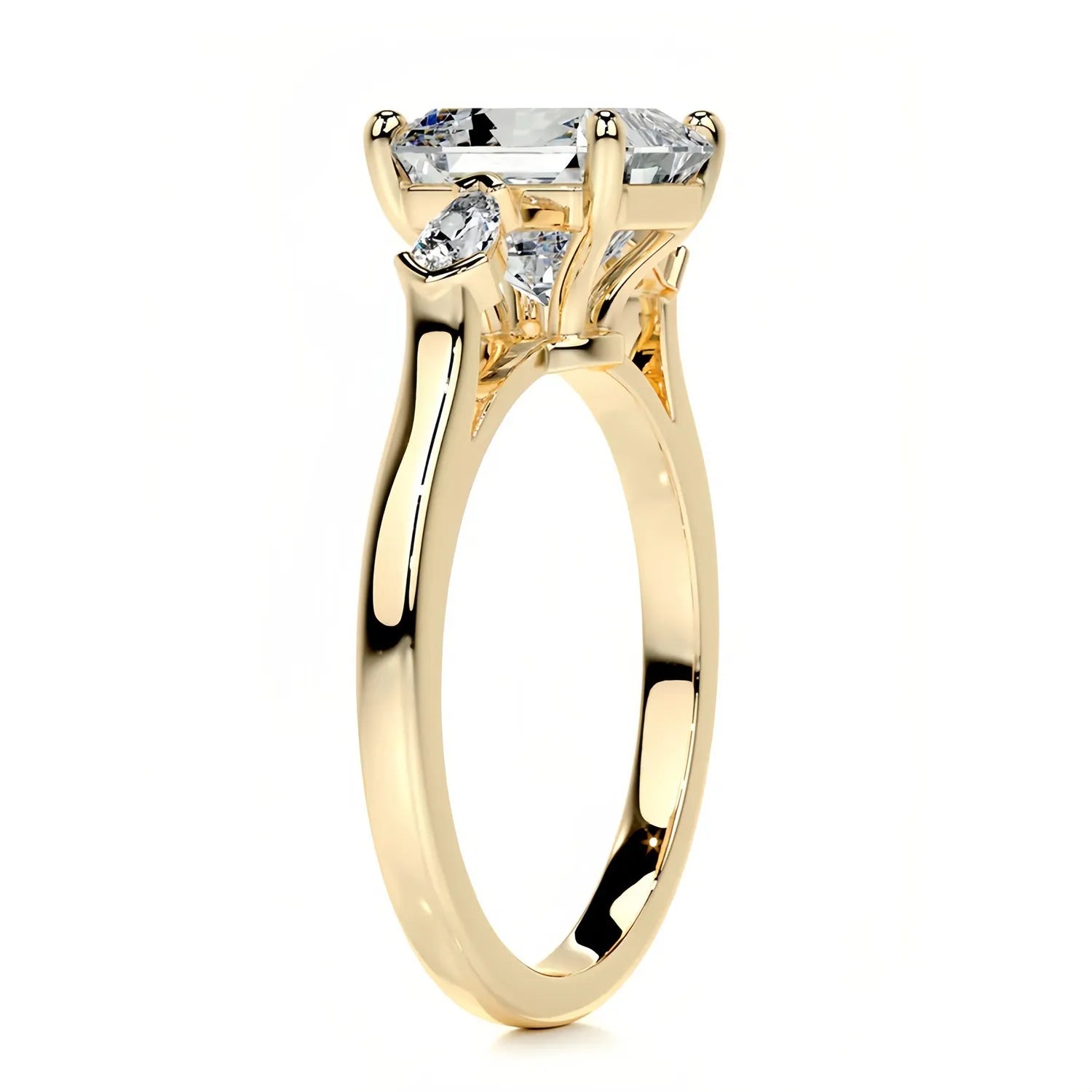 Luxury Large Carat Three Stone Moissanite Wedding Ring