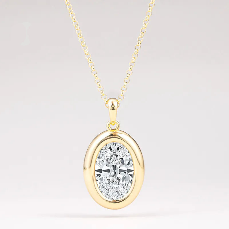 Bezel Set 4CT Moissanite Pendant Necklace S925 Silver