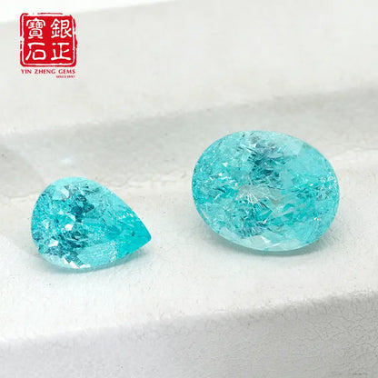 Czochralski Lab Grown Crushed Ice Paraiba Pear Shape