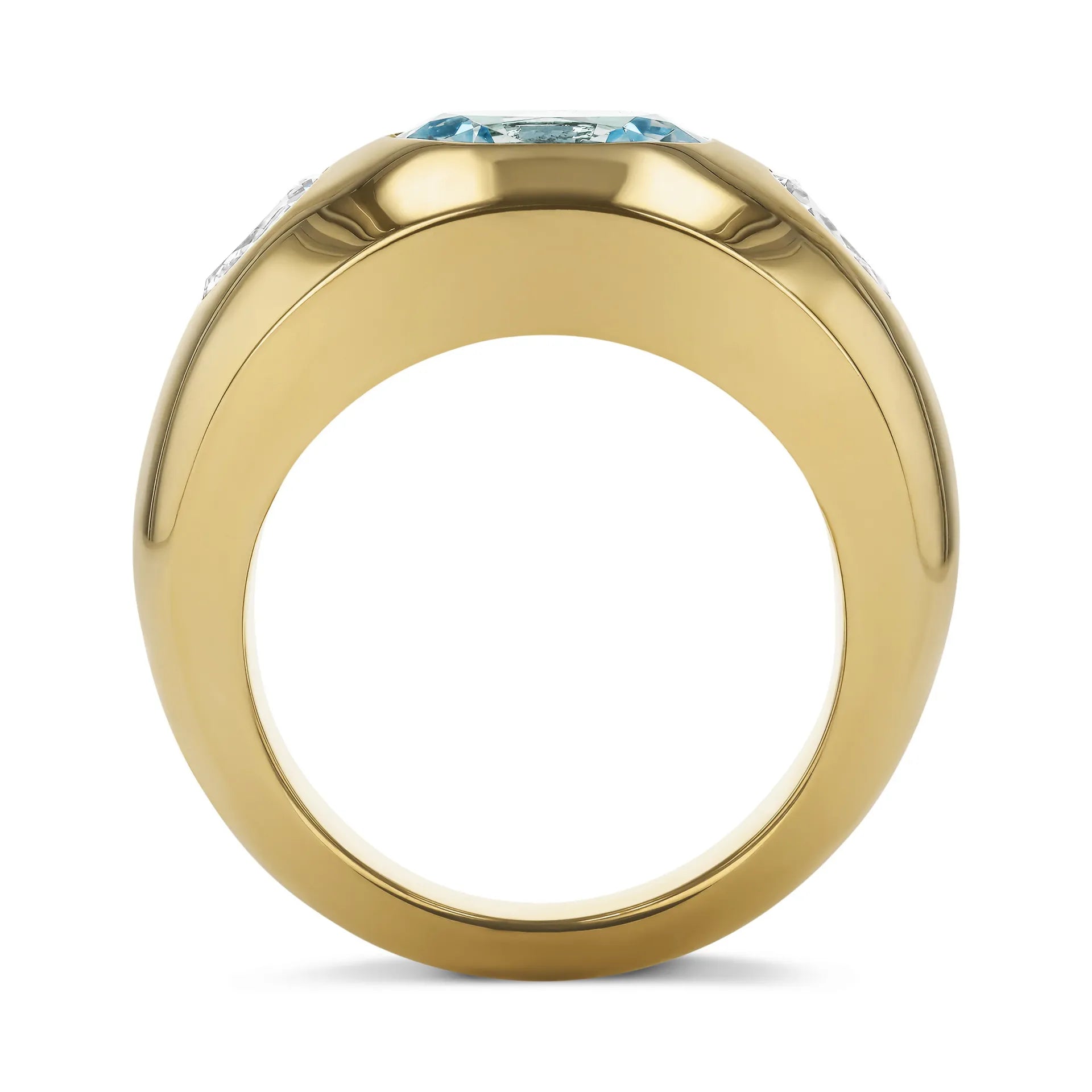 High-End Wide Index Finger Ring Lab Grown Ruby Sapphire 18K Gold Plated S925 Silver