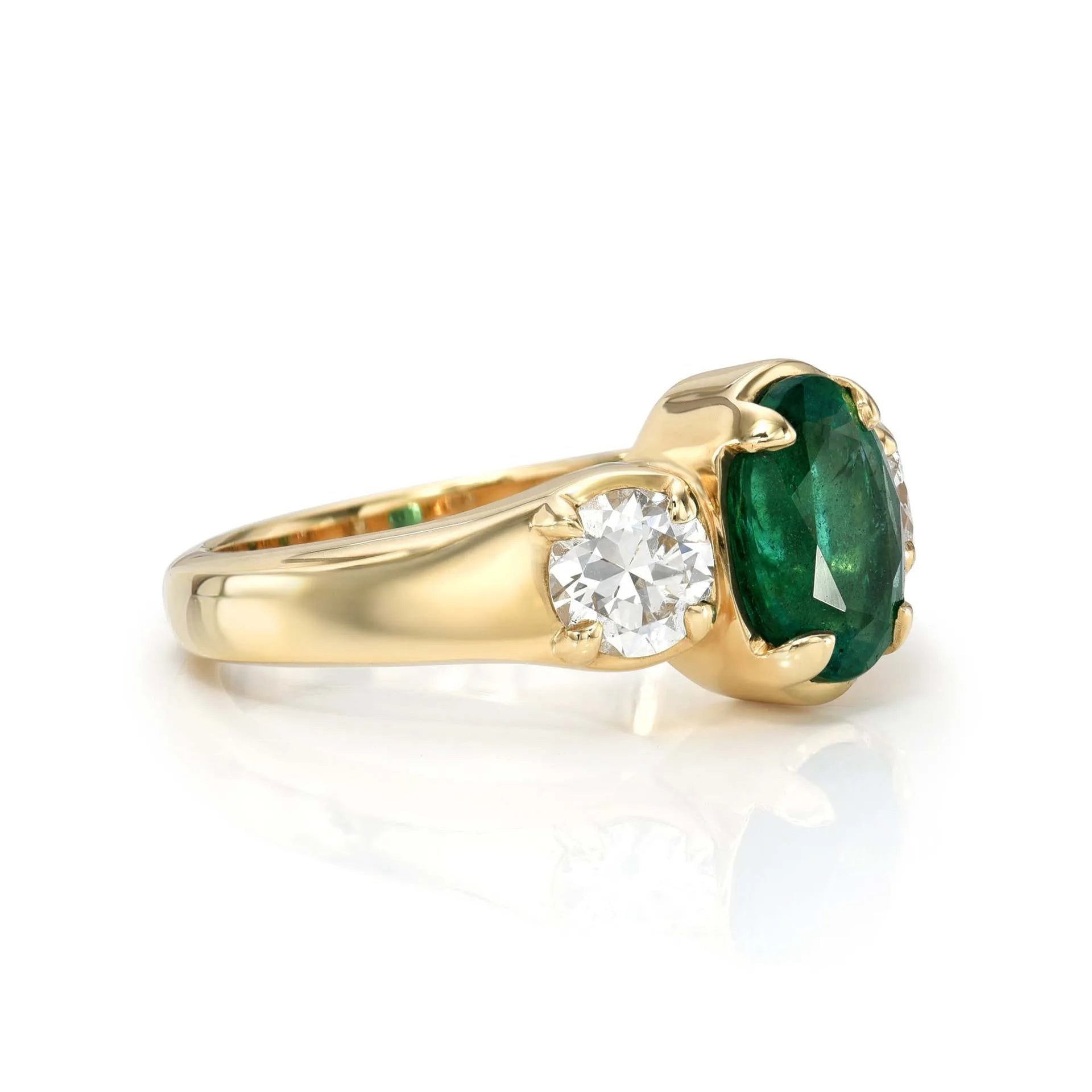 Luxury Lab Grown Emerald & Blue Sapphire Color Gemstone Ring| 18K Gold Plated S925 Sterling Silver