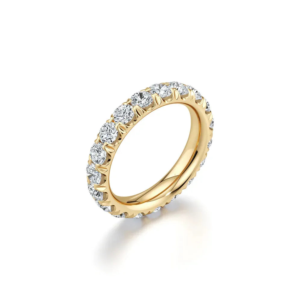 10pt 15pt 30pt 50pt Full Pave Stackable Band Ring|Light Luxury Dainty S925 Sterling Silver Moissanite Ring