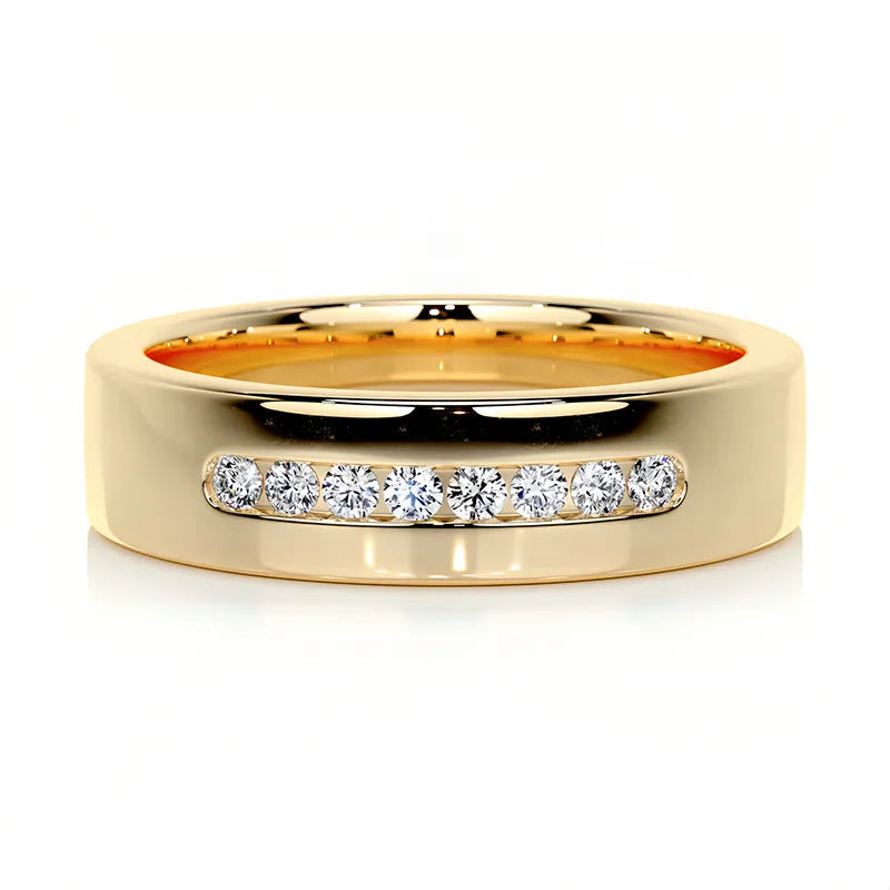 Minimalist Plain Band Moissanite Wedding Ring for Men