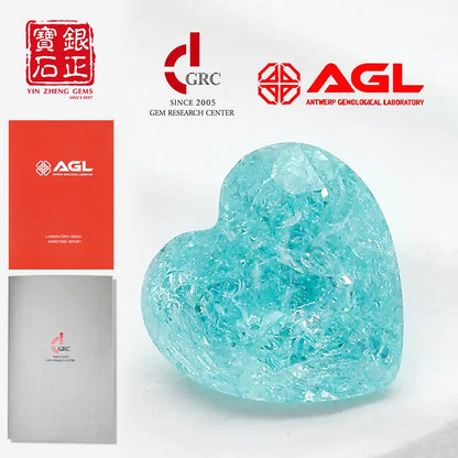 Czochralski Lab Grown Crushed Ice Paraiba Heart Shape