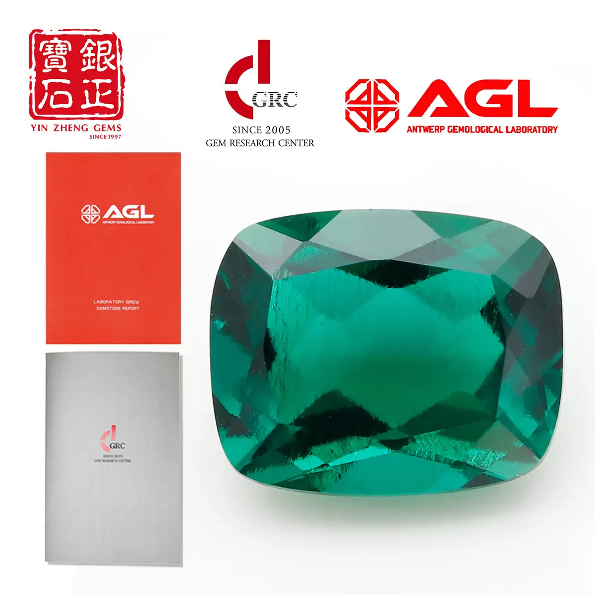Lab Grown Zambian Emerald Cushion Shape