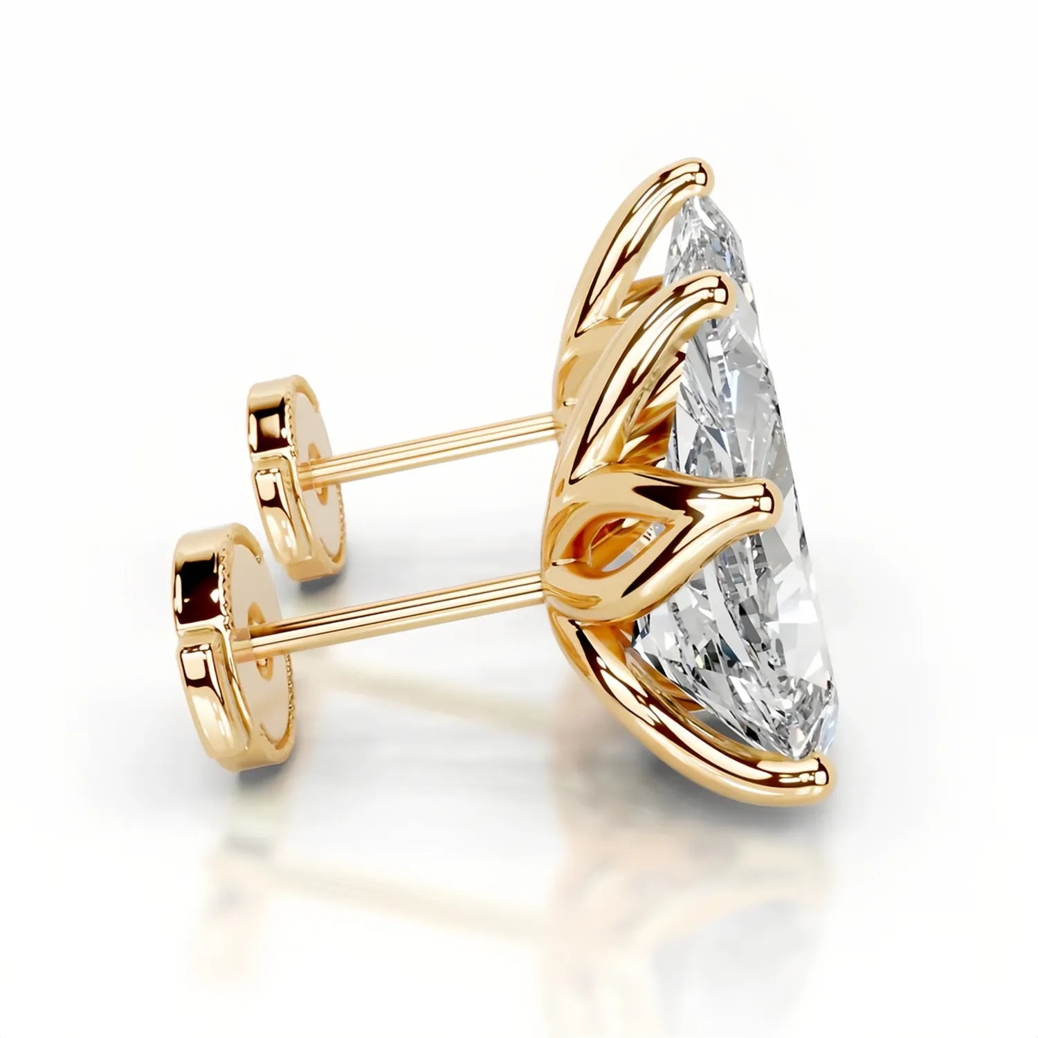 1CT Moissanite Stud Earrings | Tulip Four-Prong S925 Silver 18K Gold Plated