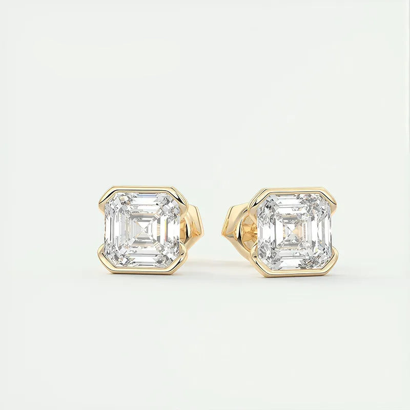 Dainty Versatile 2CT Moissanite Stud Earrings for Women |S925 Sterling Silver With 18K Gold Plated