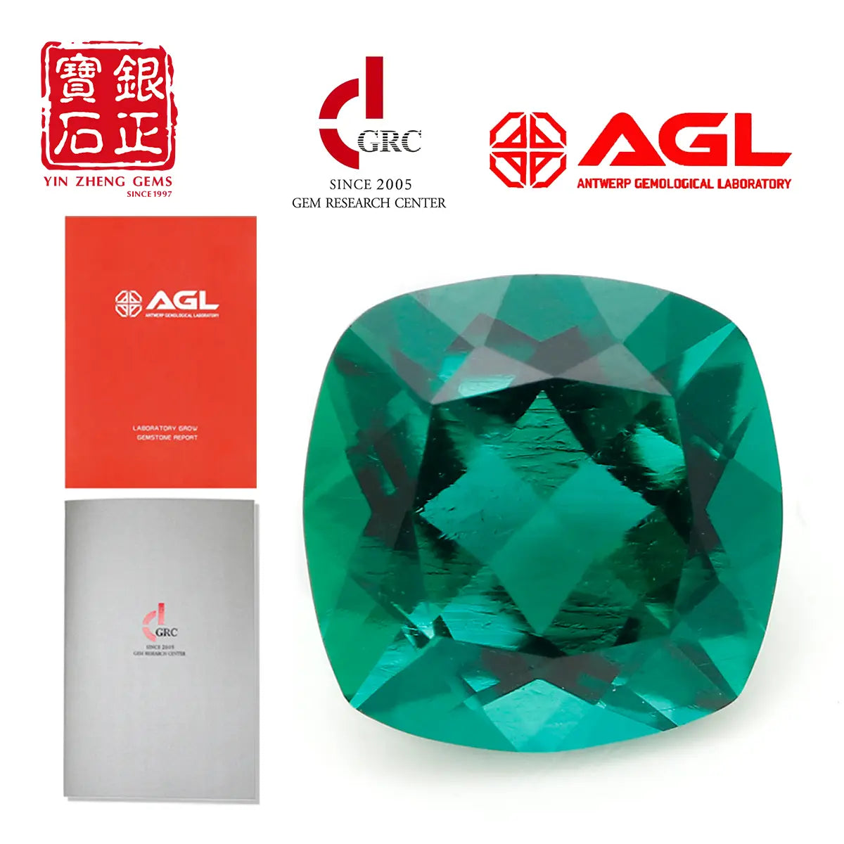 Hydrothermal Cushion Cut Lab Zambian Emerald