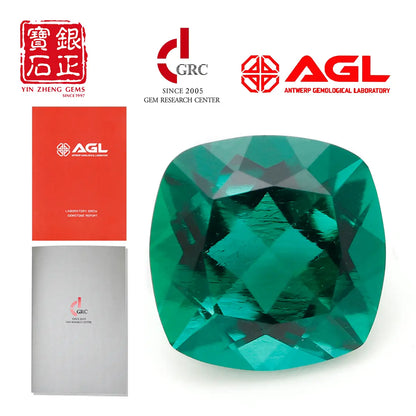 Hydrothermal Cushion Cut Lab Zambian Emerald