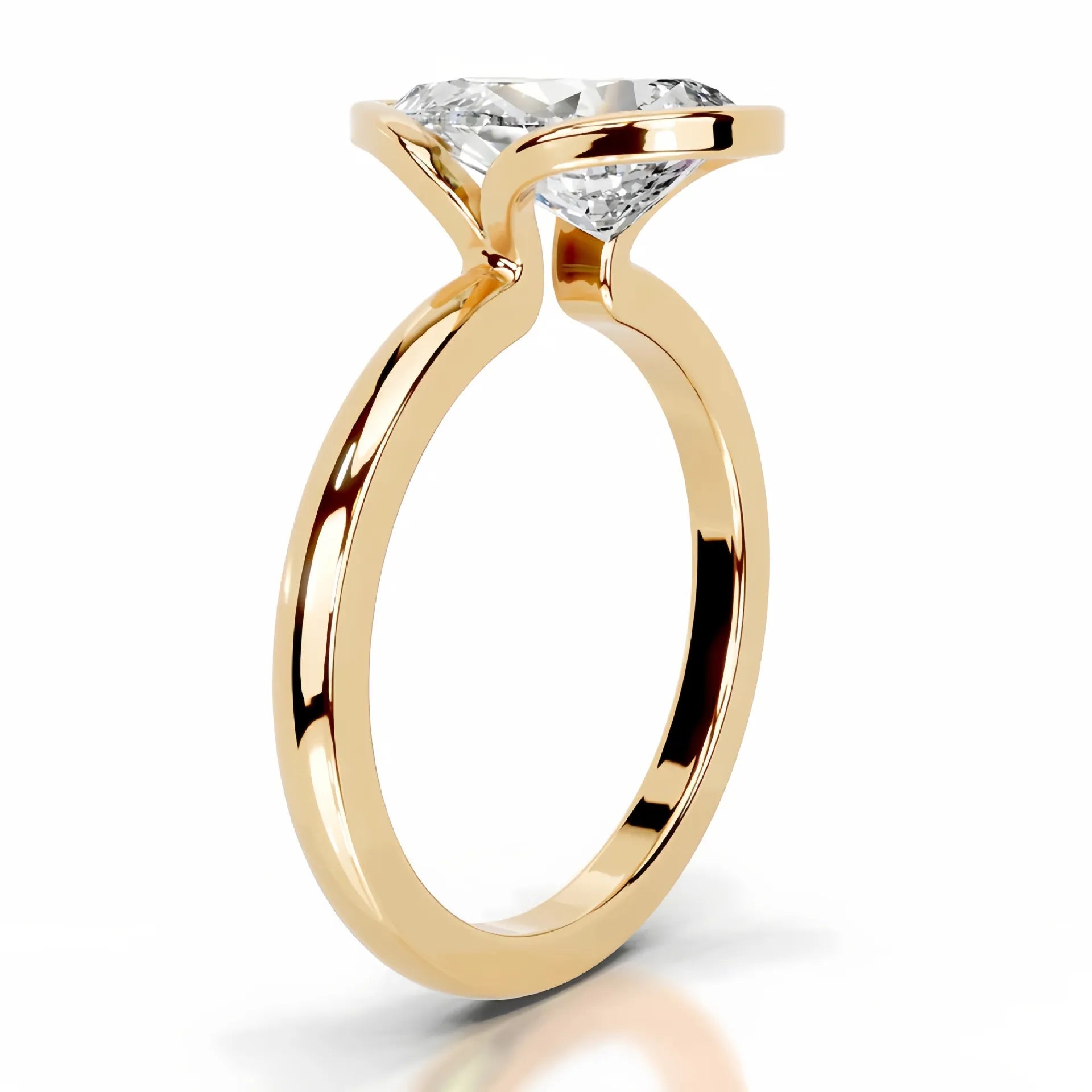 18K Gold Plated S925 Silver Half Bezel D Color 2CT Moissanite Wedding Ring