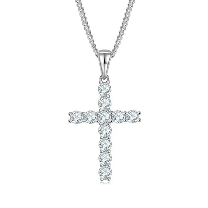 Classic Cross Necklace - S925 Silver Pendant with Moissanite Diamond