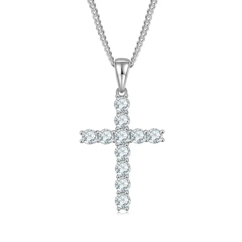 Classic Cross Necklace - S925 Silver Pendant with Moissanite Diamond