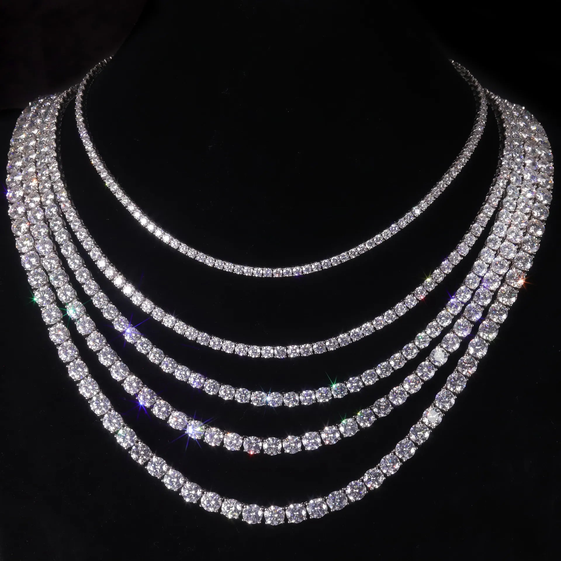 2-6.5mm Full Pave Moissanite Tennis Chain | Hip Hop S925 Silver Necklace