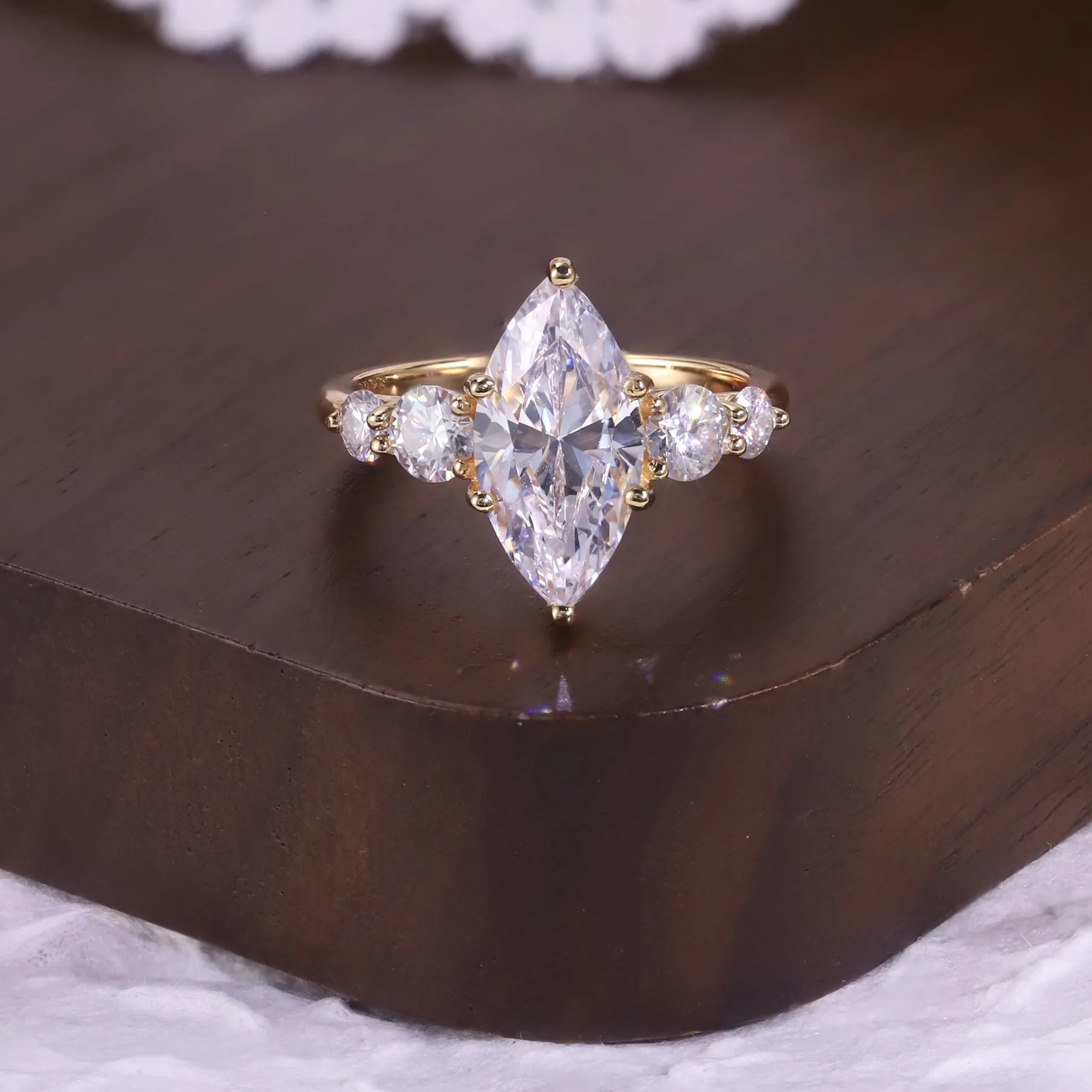 1/2/3 CT Marquise Three Stone Wedding Ring| Minimal Luxury 18K Gold Plated S925 Sterling Silver Moissanite Ring