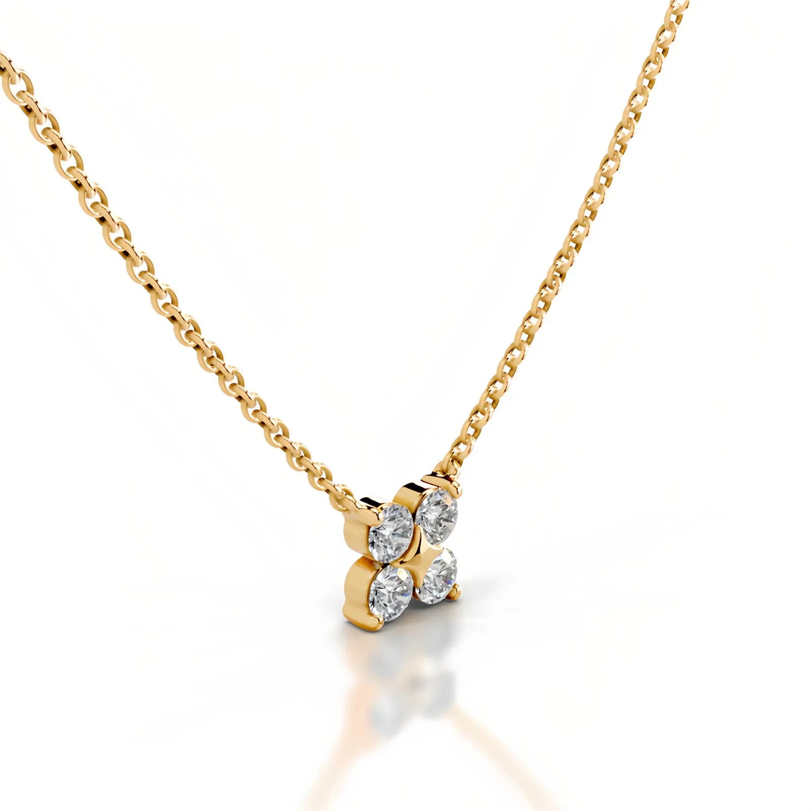 Four-Leaf Clover Moissanite Pendant Clavicle Chain| Luxury Versatile 18K Gold Plated S925 Sterling Silver Necklace