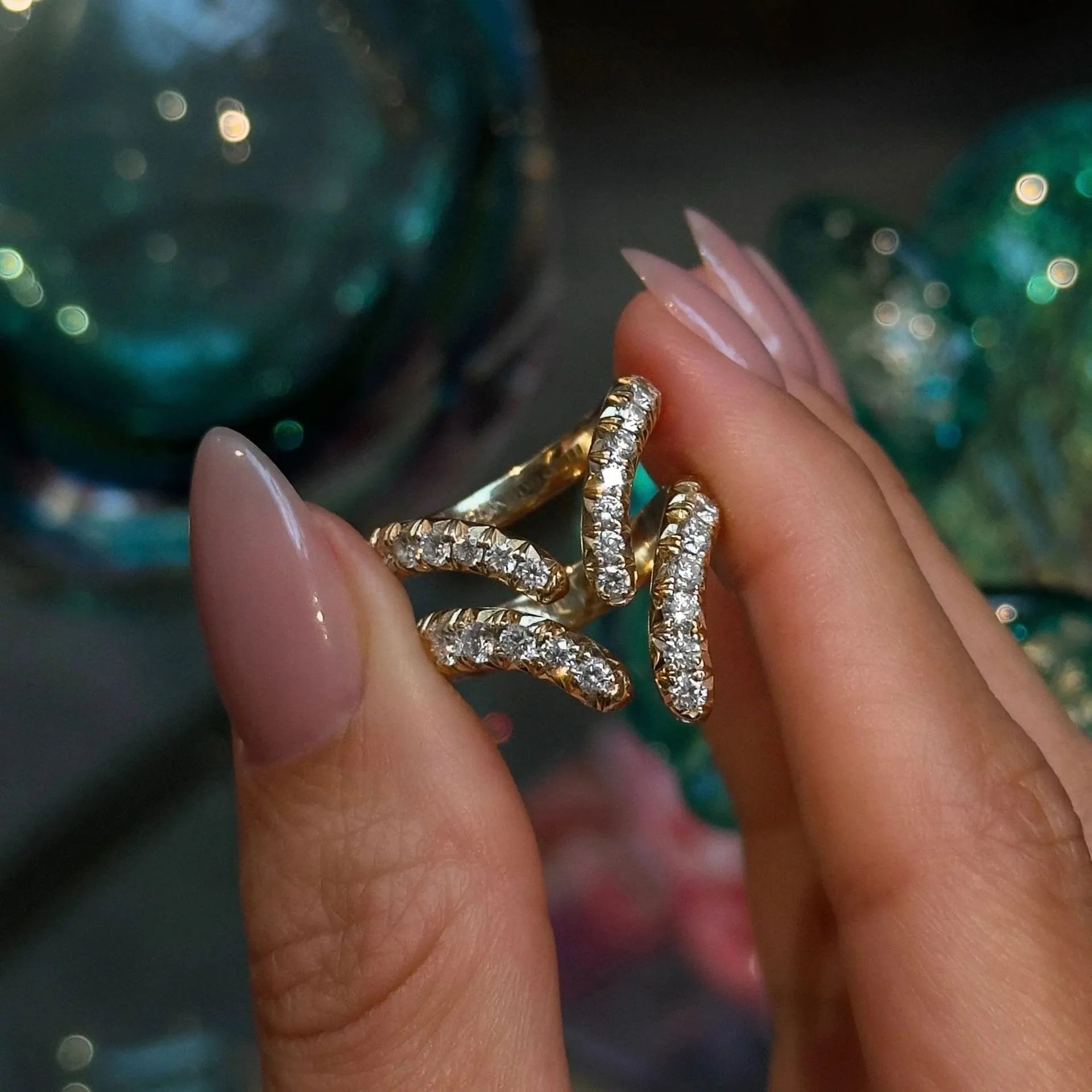 Luxury Lab Grown Zambian Emerald Pear Shape Ring| S925 Sterling Silver 18K Gold Plated Stackable Band Ring Set for Women