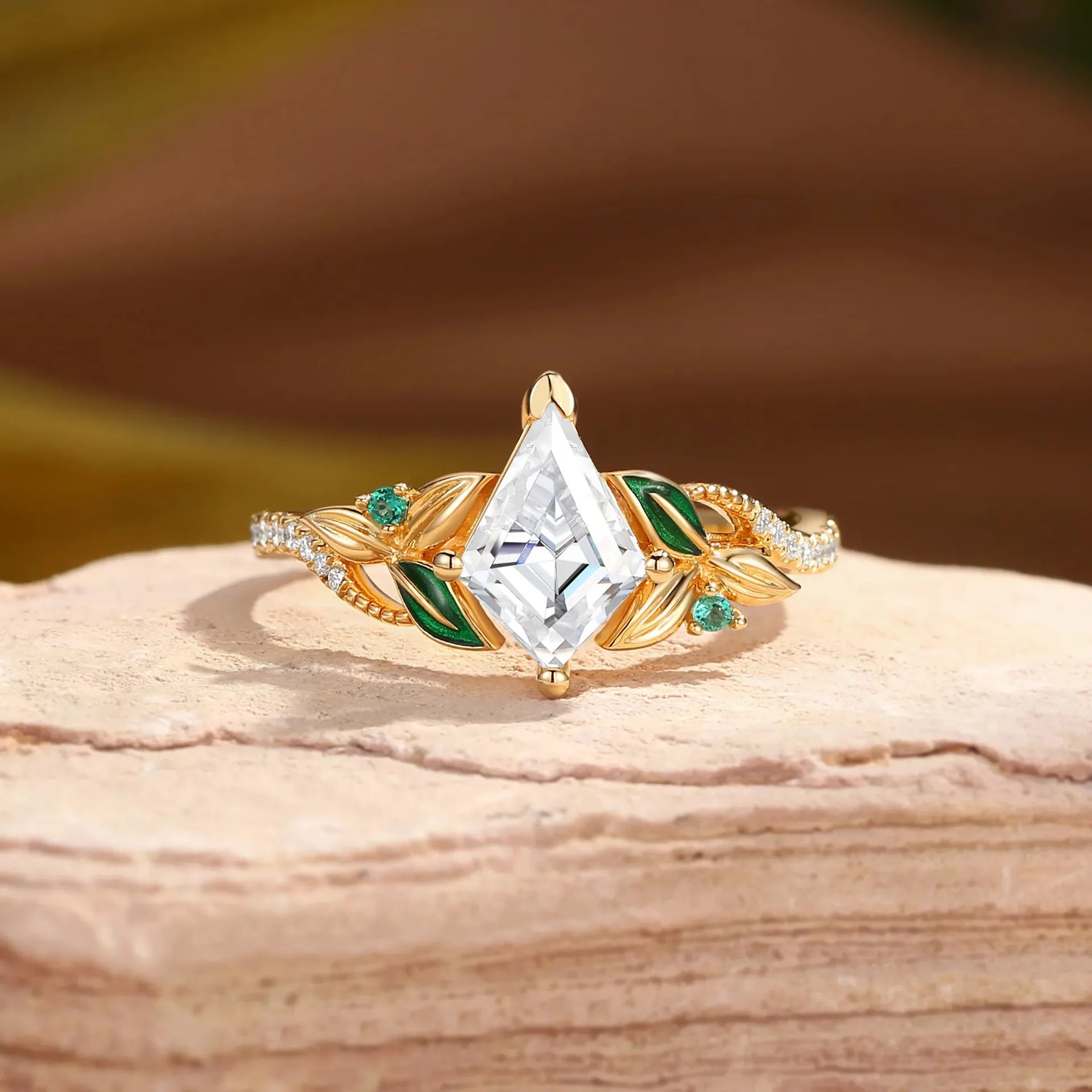 Unique Kite Shape 1CT Moissanite Ring| S925 Sterling Silver 18K Gold Plated Stackable Wedding Ring For Women