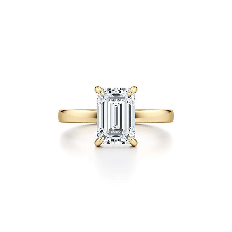 2~3CT 4-Prong Light Luxury Ring|18K Gold Plated S925 Silver Moissanite & Lab Sapphire Engagement Ring
