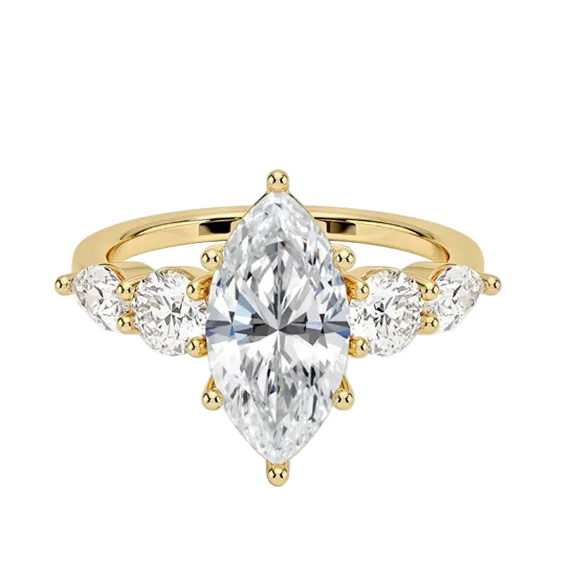 1/2/3 CT Marquise Three Stone Wedding Ring| Minimal Luxury 18K Gold Plated S925 Sterling Silver Moissanite Ring