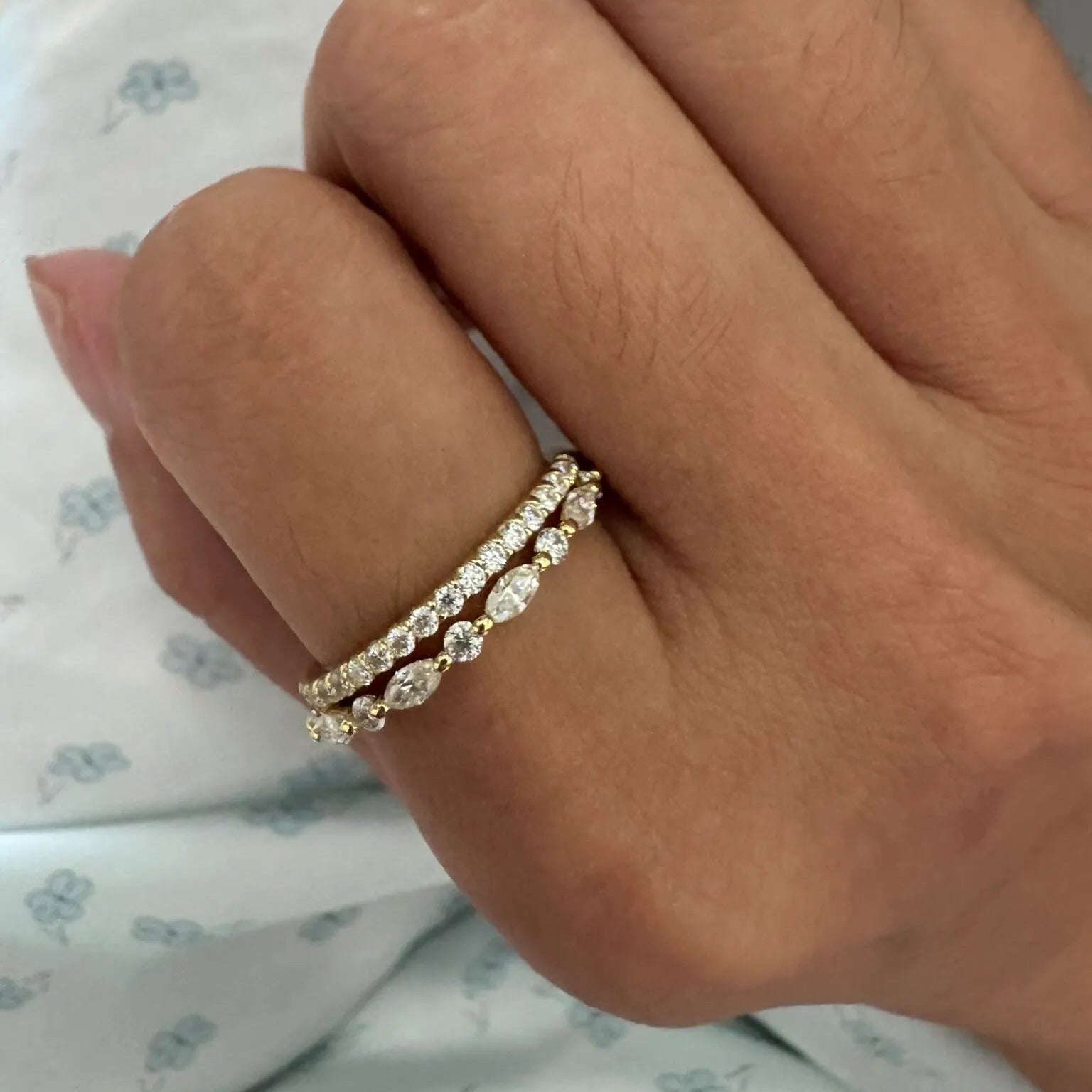 Unisex Stack Mini Lab Diamond Moissanite Rings Multi Wear