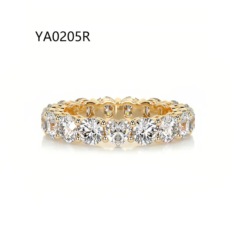 Bestseller Light Luxury Stackable Band Ring| Full Pave Moissanite Ring Made of 18K Gold Plated S925 Sterling Silver