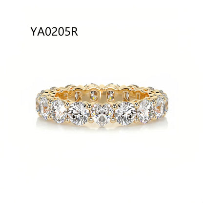 Bestseller Light Luxury Stackable Band Ring| Full Pave Moissanite Ring Made of 18K Gold Plated S925 Sterling Silver
