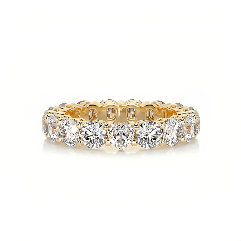 Bestseller Light Luxury Stackable Band Ring| Full Pave Moissanite Ring Made of 18K Gold Plated S925 Sterling Silver