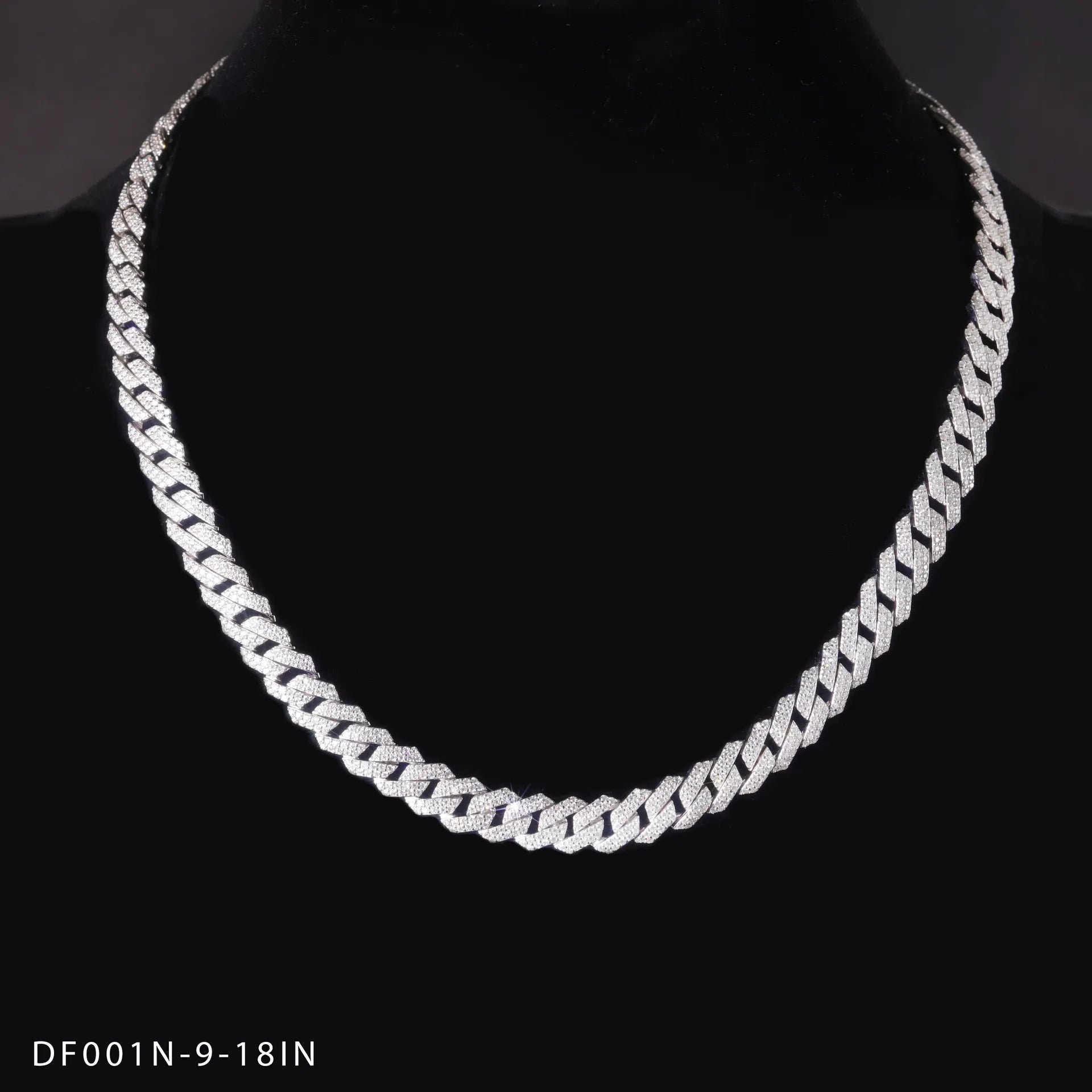 9mm Two-Row Full Iced Rhombic Cuban Link Necklace| Luxury Hip Hop S925 Sterling Silver Cubic Zirconia Chain For Men