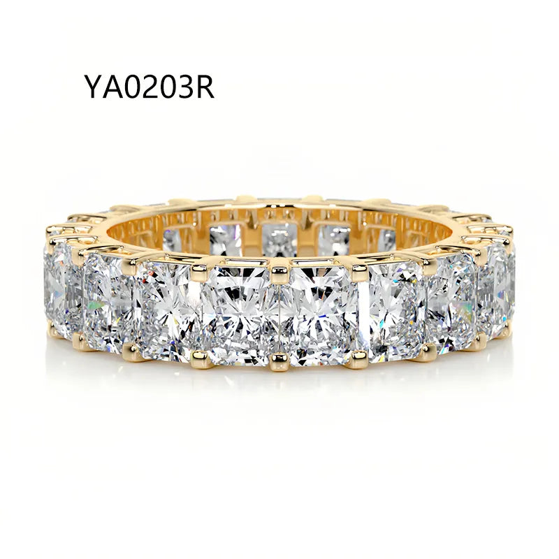 Bestseller Light Luxury Stackable Band Ring| Full Pave Moissanite Ring Made of 18K Gold Plated S925 Sterling Silver