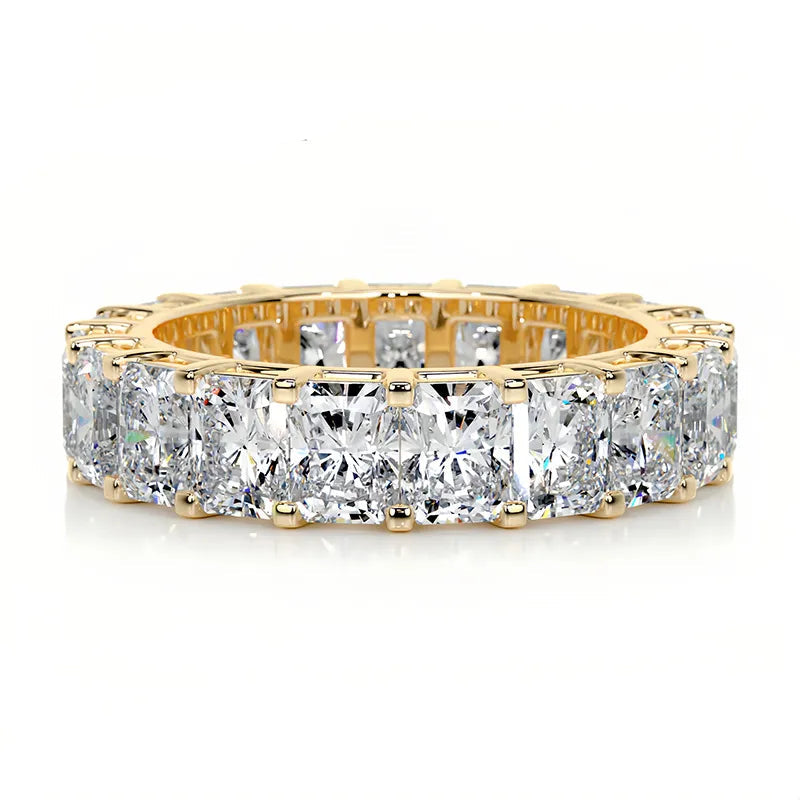 Bestseller Light Luxury Stackable Band Ring| Full Pave Moissanite Ring Made of 18K Gold Plated S925 Sterling Silver