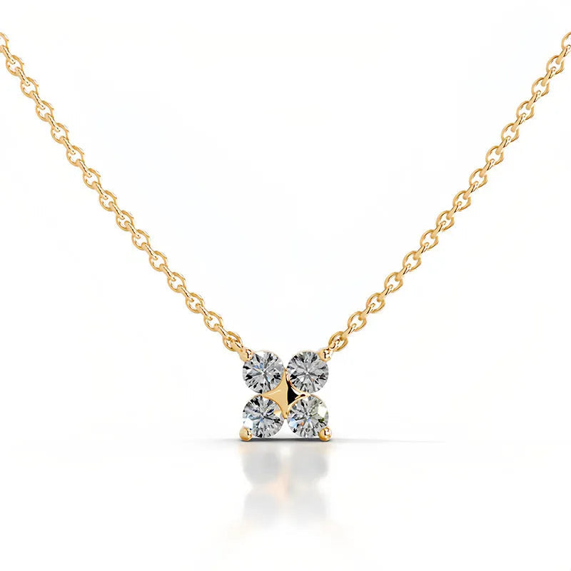 Four-Leaf Clover Moissanite Pendant Clavicle Chain| Luxury Versatile 18K Gold Plated S925 Sterling Silver Necklace