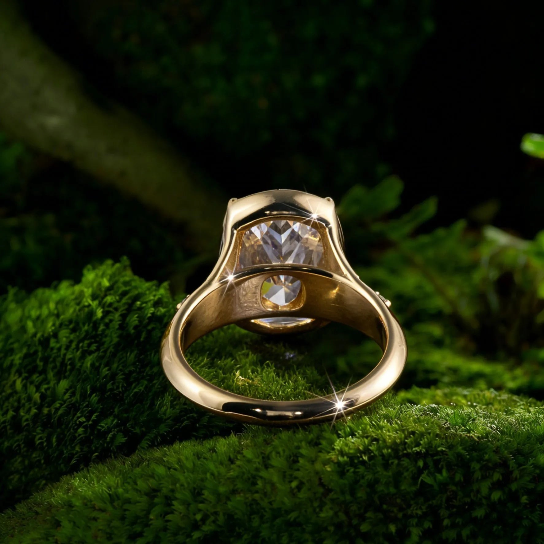 10CT Elongated Cushion Moissanite Ring| Elegant Daily Gold Tone S925 Sterling Silver Women Ring