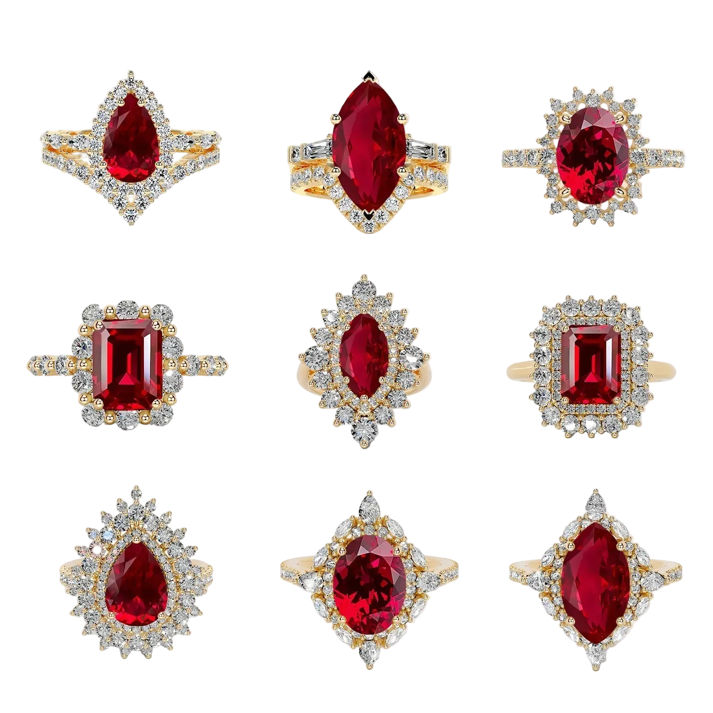Luxury Pulled Method Lab Grown Ruby Ring| S925 Sterling Silver 18K Gold Plated Fine Color Gem Jewelry