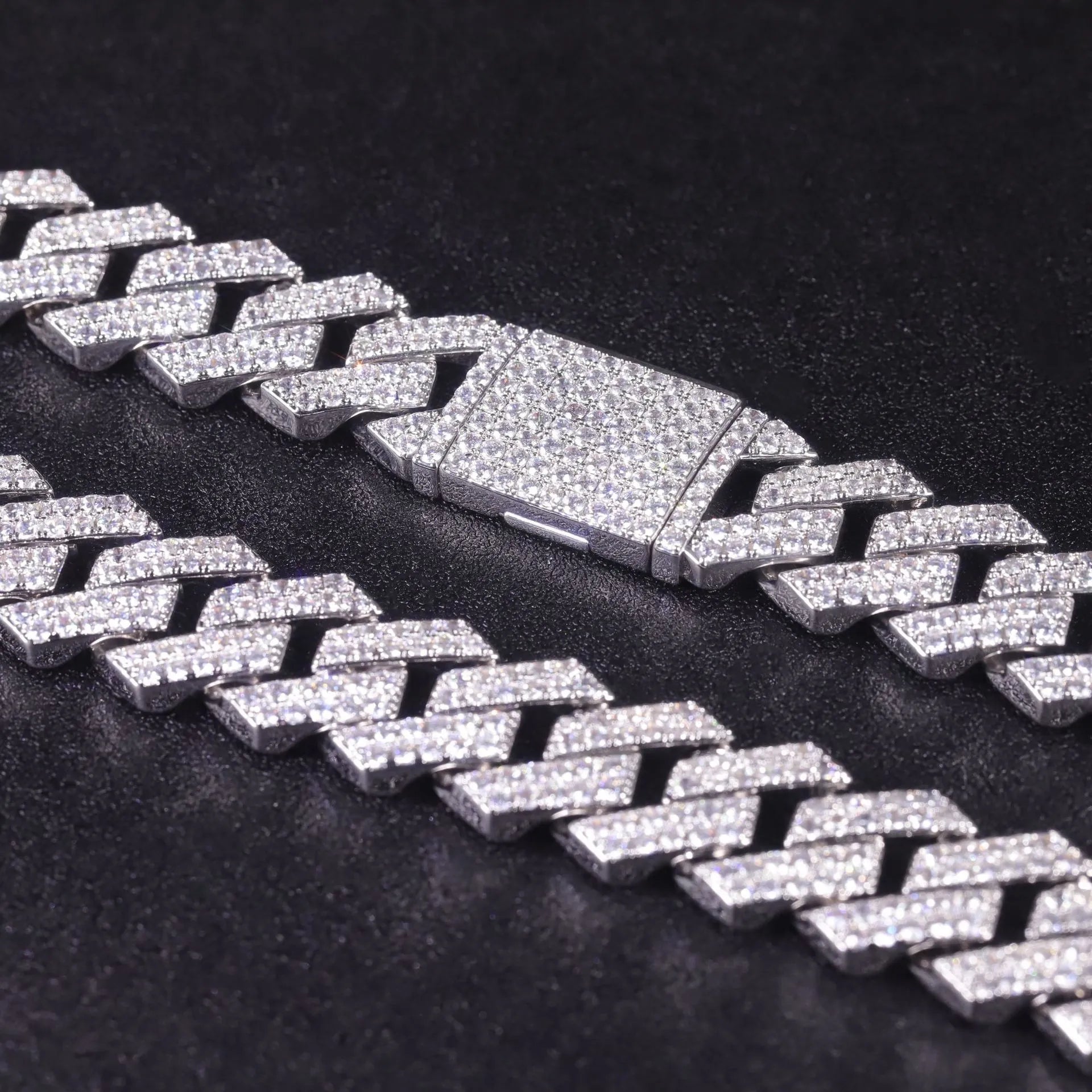 18mm Two Rows Moissanite Cuban Necklace S925 Silver Fine Craft Rhombic Hip Hop Chain