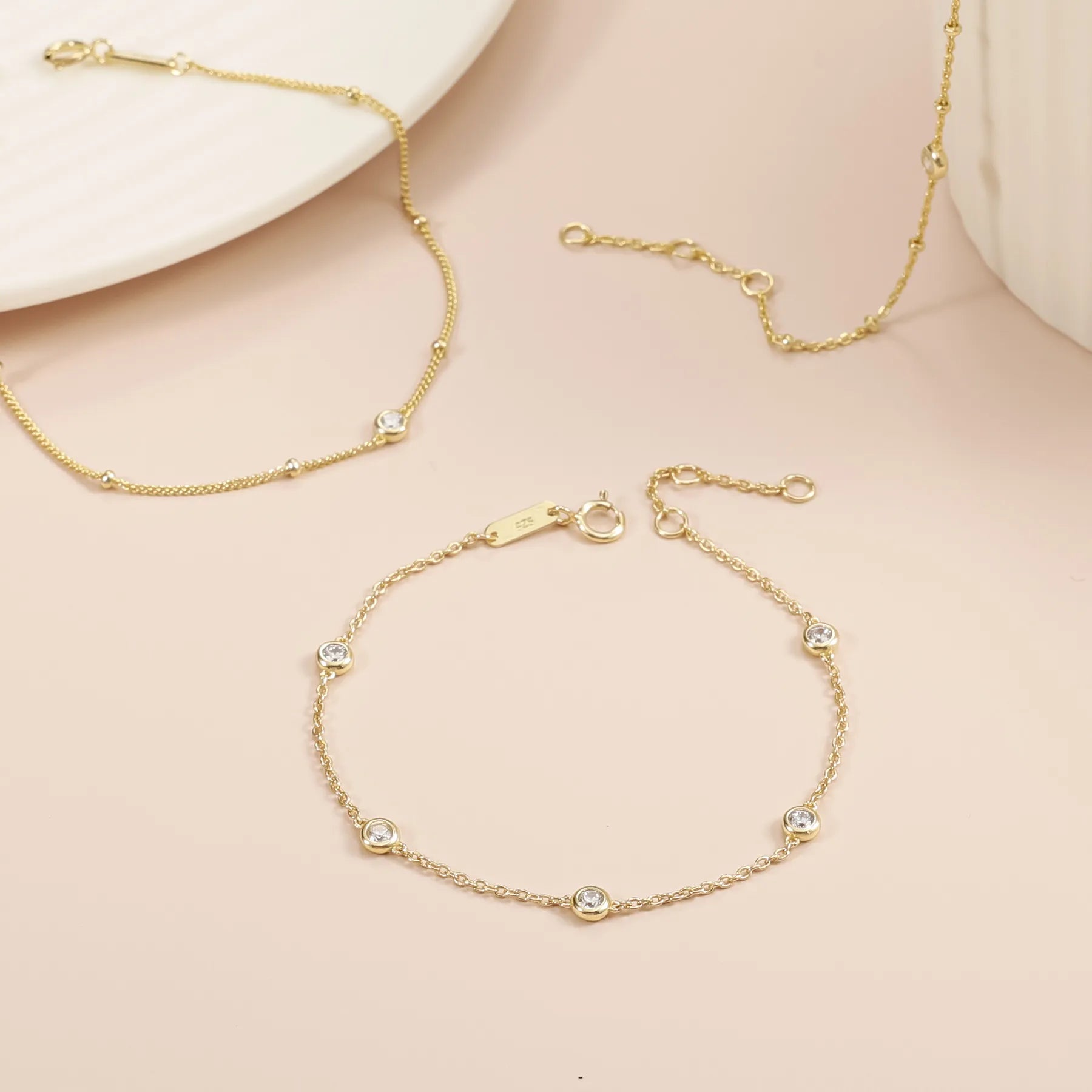 5 Stone & Single Bubble Lab Grown Diamond Bubble Bracelet| Single Stone Daily Wear