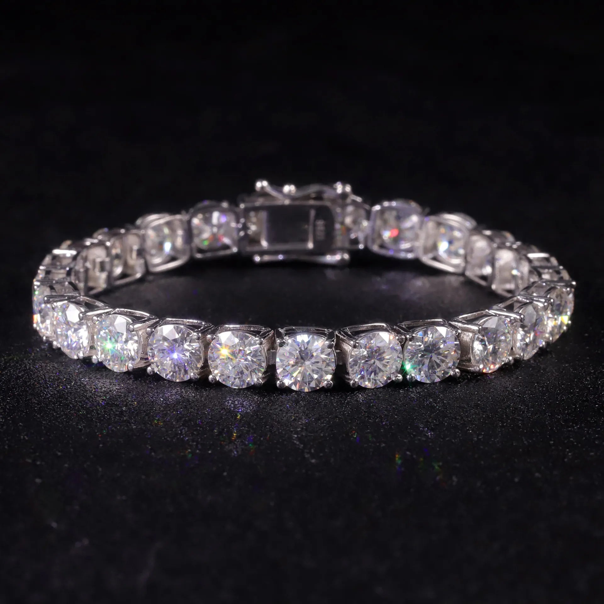 2-6.5mm Full Iced Moissanite Tennis Bracelet S925 Silver Gold Plated Trendy Hip Hop Jewelry