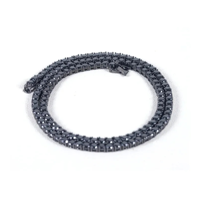 Unique Black Moissanite Tennis Chain| 2-6.5mm S925 Sterling Silver Dark Hip Hop Jewelry| Convertible Necklace & Bracelet