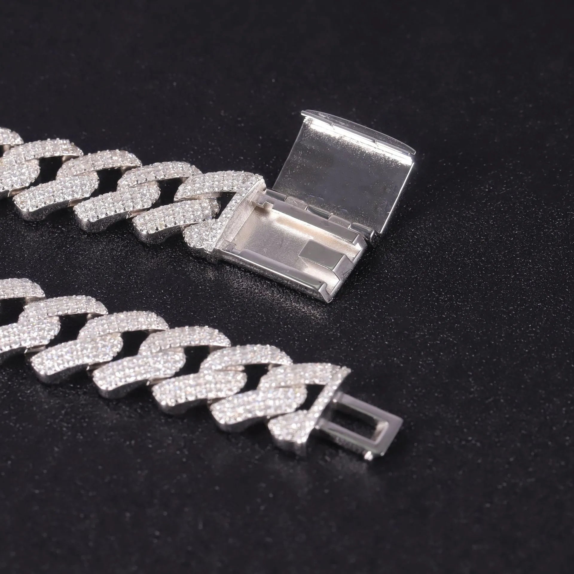 Trendy Hip Hop Full Iced Cuban Link Necklace| 15mm Wide S925 Sterling Silver Cubic Zirconia Men Chain