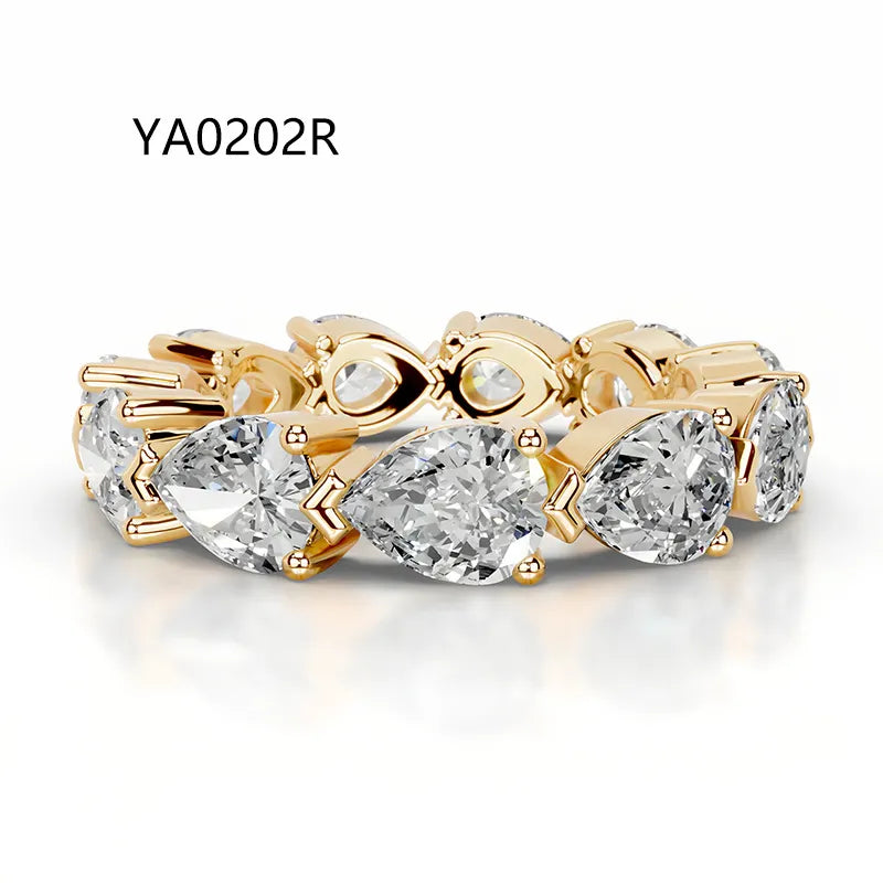 Bestseller Light Luxury Stackable Band Ring| Full Pave Moissanite Ring Made of 18K Gold Plated S925 Sterling Silver