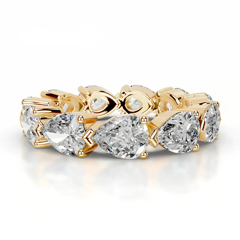 Bestseller Light Luxury Stackable Band Ring| Full Pave Moissanite Ring Made of 18K Gold Plated S925 Sterling Silver