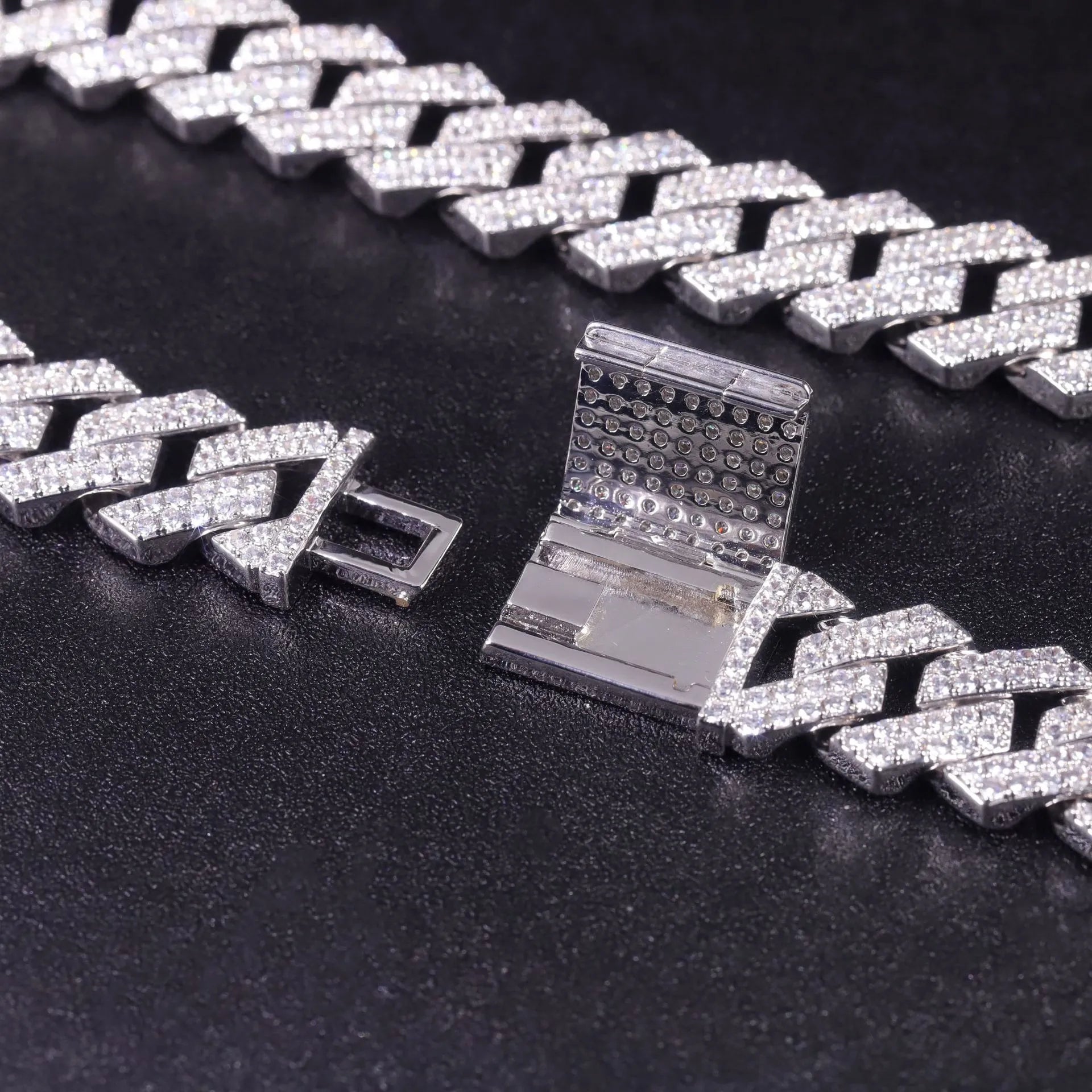 18mm Two Rows Moissanite Cuban Necklace S925 Silver Fine Craft Rhombic Hip Hop Chain