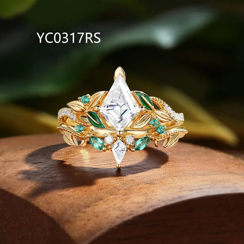 Unique Kite Shape 1CT Moissanite Ring| S925 Sterling Silver 18K Gold Plated Stackable Wedding Ring For Women