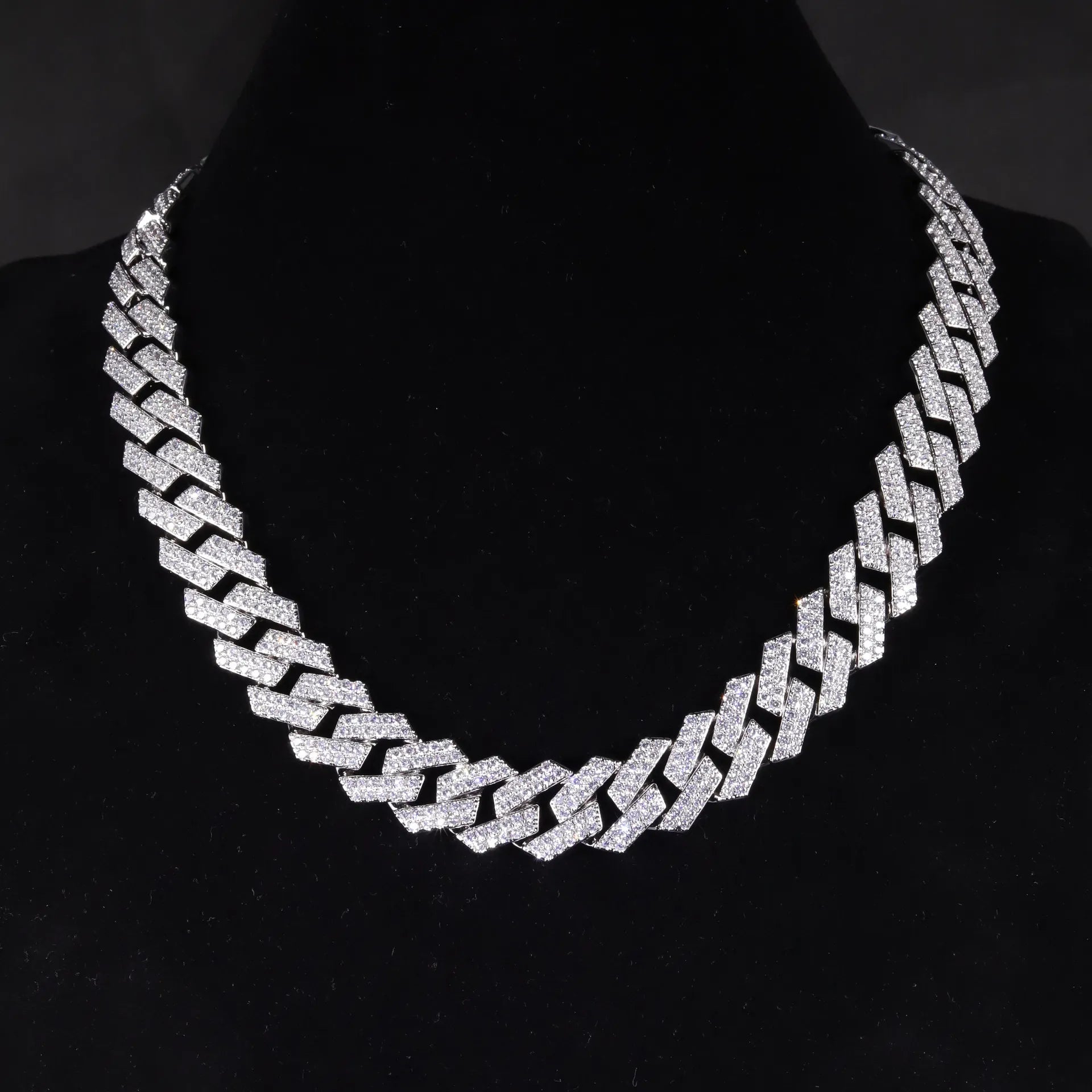 18mm Two Rows Moissanite Cuban Necklace S925 Silver Fine Craft Rhombic Hip Hop Chain