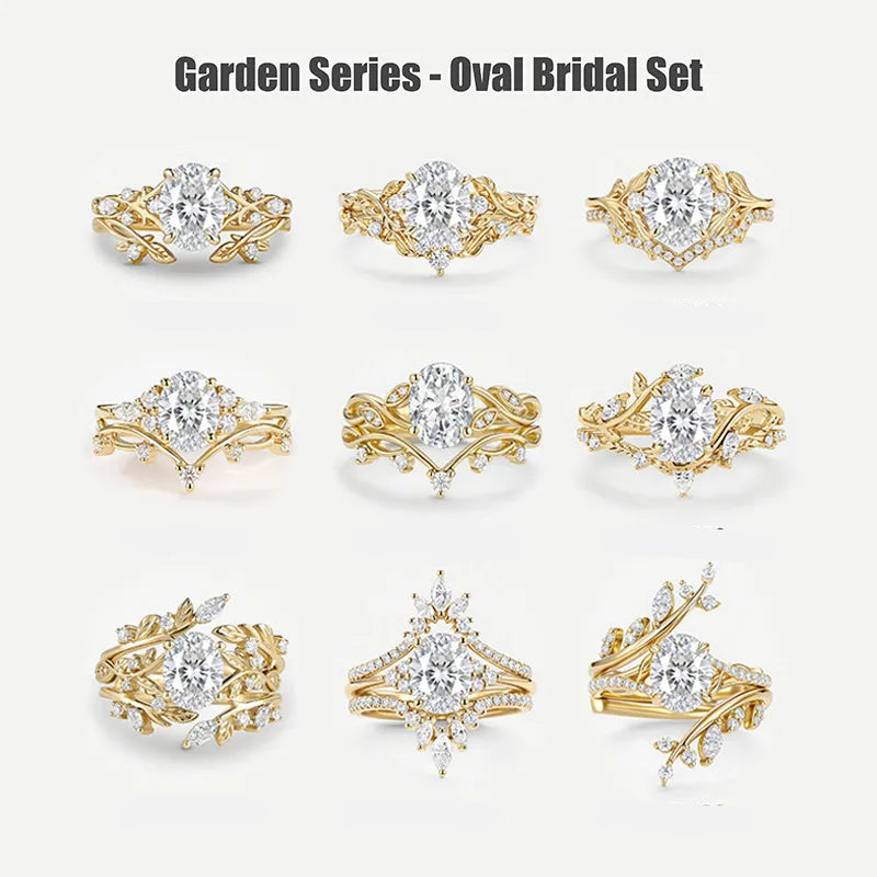 Garden Series - 1.5CT Oval Cut Moissanite Stackable Bridal Ring Set